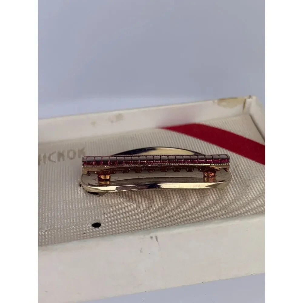 Modernist Optic Bar 14k Gold Plated Tie Clip Bar Hickok Illusion Box Vintage